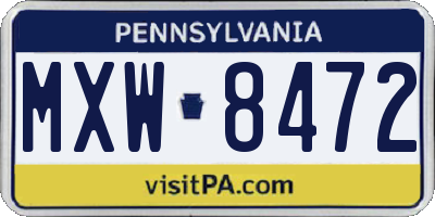 PA license plate MXW8472