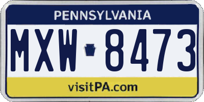 PA license plate MXW8473
