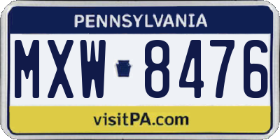 PA license plate MXW8476