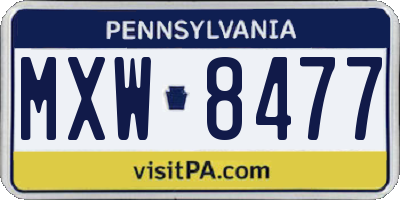 PA license plate MXW8477