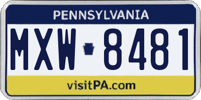 PA license plate MXW8481