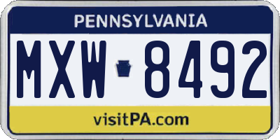 PA license plate MXW8492