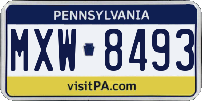 PA license plate MXW8493