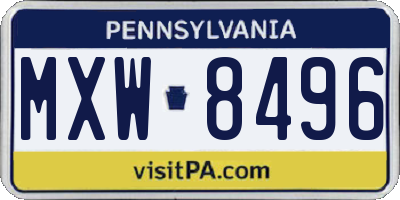 PA license plate MXW8496