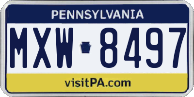 PA license plate MXW8497