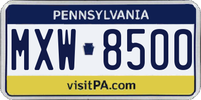PA license plate MXW8500