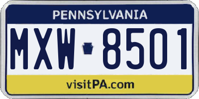 PA license plate MXW8501