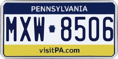 PA license plate MXW8506