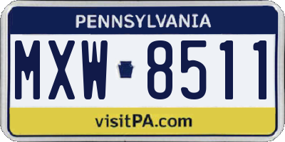 PA license plate MXW8511