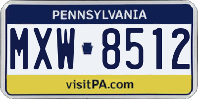 PA license plate MXW8512