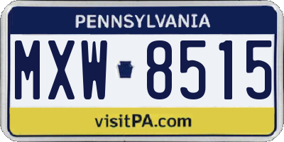 PA license plate MXW8515