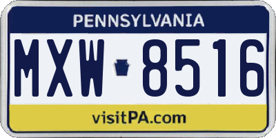 PA license plate MXW8516