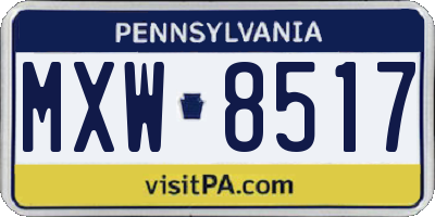 PA license plate MXW8517