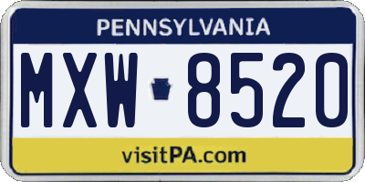 PA license plate MXW8520
