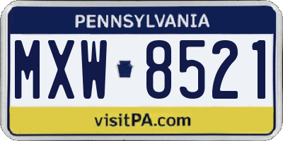 PA license plate MXW8521