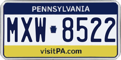 PA license plate MXW8522