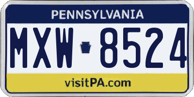 PA license plate MXW8524