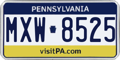 PA license plate MXW8525