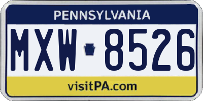PA license plate MXW8526