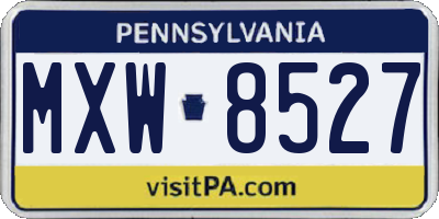 PA license plate MXW8527