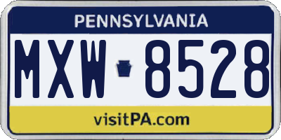 PA license plate MXW8528