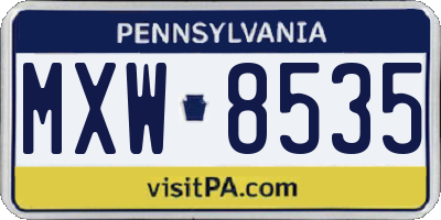PA license plate MXW8535
