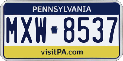 PA license plate MXW8537