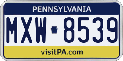 PA license plate MXW8539