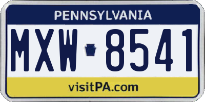 PA license plate MXW8541