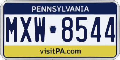 PA license plate MXW8544