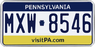 PA license plate MXW8546