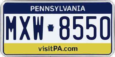 PA license plate MXW8550