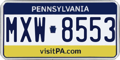 PA license plate MXW8553
