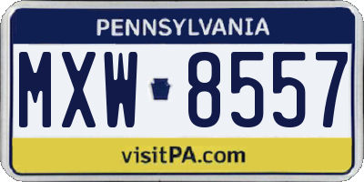 PA license plate MXW8557