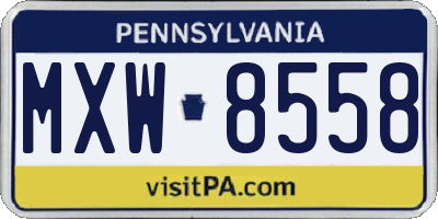PA license plate MXW8558