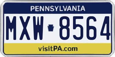 PA license plate MXW8564