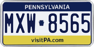 PA license plate MXW8565