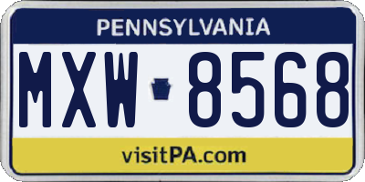 PA license plate MXW8568