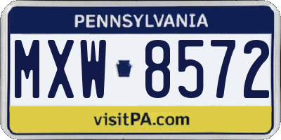 PA license plate MXW8572