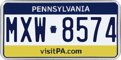 PA license plate MXW8574