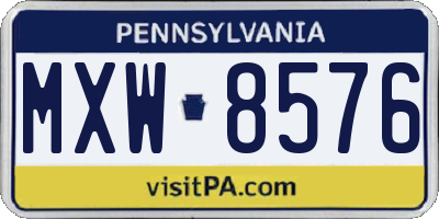 PA license plate MXW8576