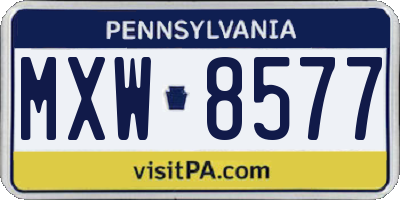 PA license plate MXW8577