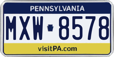 PA license plate MXW8578