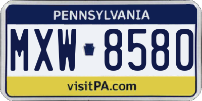PA license plate MXW8580