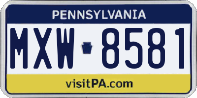 PA license plate MXW8581