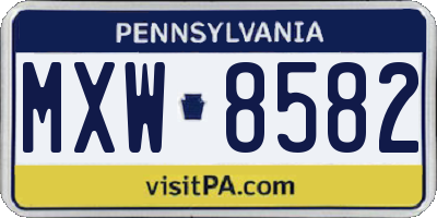 PA license plate MXW8582