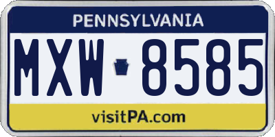PA license plate MXW8585