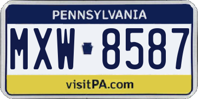 PA license plate MXW8587