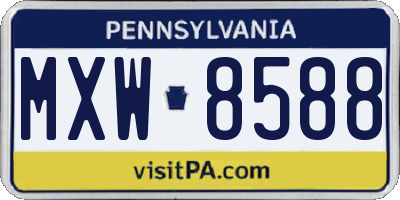 PA license plate MXW8588