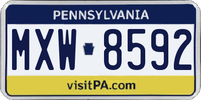 PA license plate MXW8592